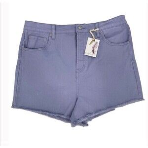 Jessica Simpson Thistle Down Infinite High Waist Stretch Denim Shorts Frayed 32